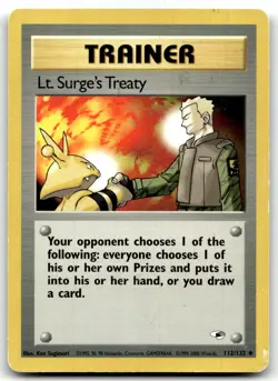 Lt. Surge's Treaty 112/132 Gym Heroes Uncommon Unlimited Pokemon TCG HP - Image 1