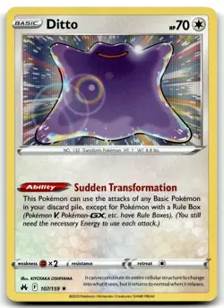 Ditto 107/159 Crown Zenith Holo Rare Holo Pokemon TCG NM - Image 1