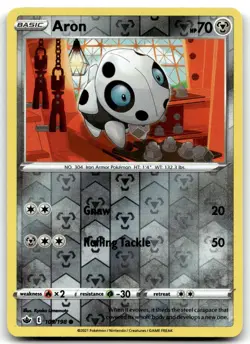 Aron 109/198 SWSH06: Chilling Reign Common Reverse Holo Pokemon TCG LP - Image 1