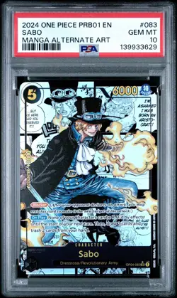 2024 ONE PIECE PRB01-PREMIUM BOOSTER MANGA ALT ART #083 SABO PSA 10 - Image 1