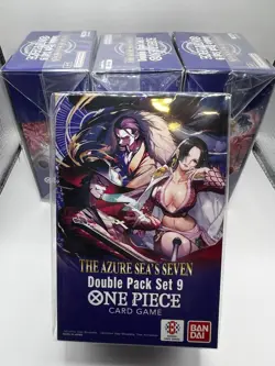 (LOT OF 4) One Piece TCG: Double Pack Set 9 The Azure Sea's Seven SEALED IN HAND - Image 1