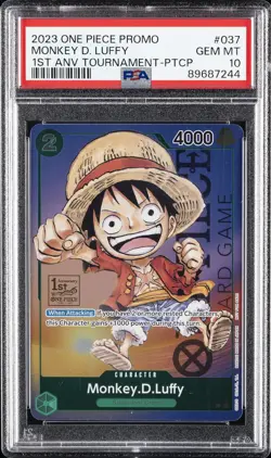 2023 ONE PIECE PROMOS 1ST ANV TOURNAMENT-PARTICIPATION MONKEY D. LUFFY PSA 10 - Image 1