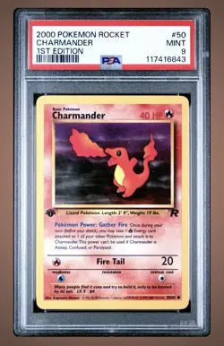 2000 Pokemon Team Rocket 1st Edition Charmander #50 PSA 9 MINT - Image 1