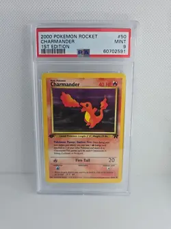 2000 Pokemon Charmander 1st Edition #50/82 Team Rocket PSA 9 Mint 60702591 - Image 1
