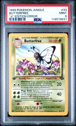 1999 Pokemon Jungle 1st Edition " d Error" - Butterfree #33 - PSA 9 Mint - Image 1