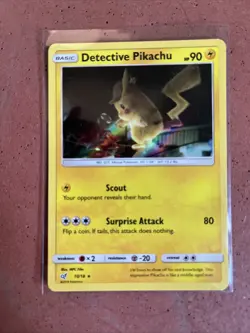Pokemon TCG Detective Pikachu Holo Rare Card 10/18 Light Play - Image 1