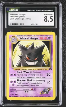 CGC 8.5 Sabrina's Gengar 2000 Gym Challenge 29/132 Rare Pokemon Card - Image 1