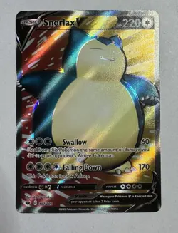 Pokemon Card TCG Snorlax V Full Art 197/202 Holo Sword & Shield Base Set Holo NM - Image 1
