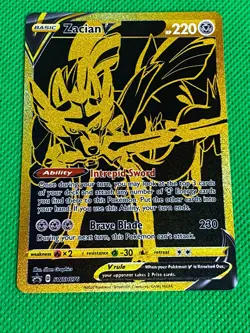 Zacian V SWSH076 - Gold Card - SWSH Black Star Promo - Pokemon TCG -- MINT PSA - Image 1