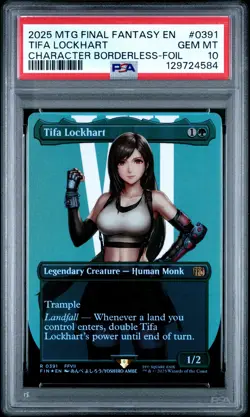 2025 MTG FINAL FANTASY CHARACTER BORDERLESS-FOIL #0391 TIFA LOCKHART PSA 10 - Image 1