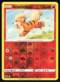 Growlithe 019/195 Pokemon SWSH12: Silver Tempest Reverse Holo Common NM - Image 1