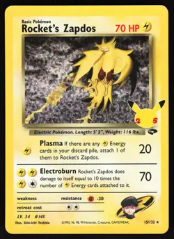 Rocket's Zapdos 15/132 Pokemon Celebrations: Classic Collection Holo NM - Image 1