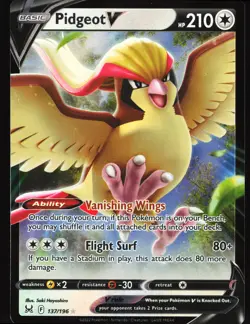 Pidgeot V 137/196 Pokemon SWSH11: Lost Origin Ultra Rare NM - Image 1
