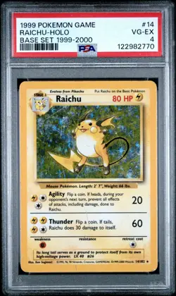 PSA 4 - Pokemon Base Set Raichu - 4th Print - 1999-2000 - Uk print - POP 10 - Image 1