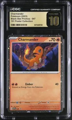 CGC 10 Pristine Charmander Black Star Promo-047 Pokemon 151 Poster Collection - Image 1
