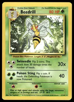 Pokemon TCG Base Set #17/102 Beedrill LP - Image 1