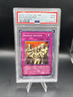 Yu-Gi-Oh! Backup Soldier PSV-028 Super Rare PSV REPRINT PSA 9 MINT - Image 1