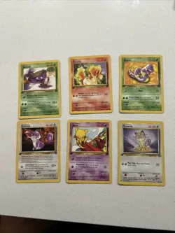Pokemon TCG 1st Edition Bundle of 6: Grimer Ekans Meowth Ponyta Abra Rattata - Image 1