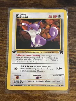 Pokemon TCG Rattata 66/82 Team Rocket 1st Edition Vintage - Image 1