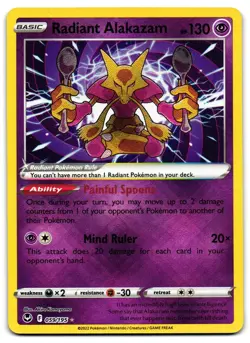 Radiant Alakazam 059/195 - Silver Tempest Radiant Rare Pokemon TCG - M/LP Card - Image 1