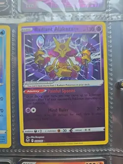 Pokemon TCG Radiant Alakazam 2022 SWSH12 Silver Tempest Holo Card #059/195 - Image 1