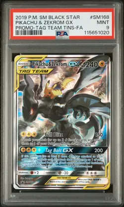 PSA 9 - Pikachu & Zekrom GX SM168 - Pokemon Sun & Moon Black Star Promo English - Image 1