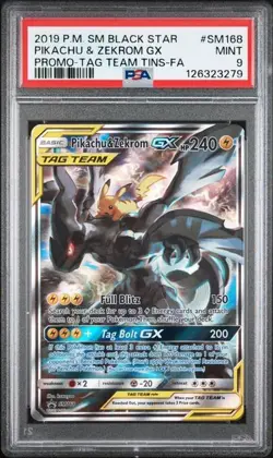 Pikachu & Zekrom GX - SM168 Sun & Moon Black Star Promo PSA 9 MINT - POKEMON TCG - Image 1