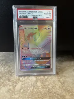 Pokemon Articuno GX 171/168 Rainbow Secret Celestial Storm PSA 10 Gem MT - Image 1