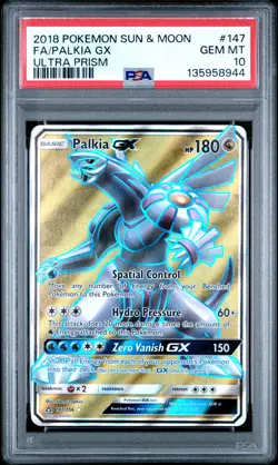 2018 POKEMON SUN & MOON ULTRA PRISM #147 FULL ART/PALKIA GX PSA 10 - Image 1