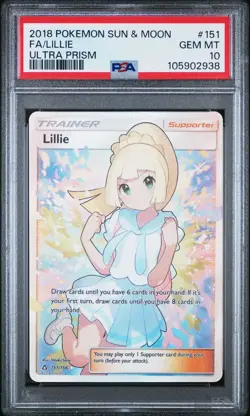 2018 Pokemon Sun and Moon #151 Full Art Lillie PSA Gem Mint 10 Ultra Prism - Image 1