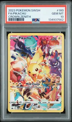 PSA 10 Pokemon TCG Pikachu Crown Zenith Secret Rare Full Art Card 160/159 - Image 1