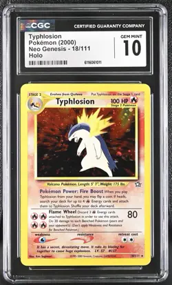 Typhlosion 18/111 Holo Neo Genesis Unlimited CGC Gem mint 10 Pokemon Card - Image 1