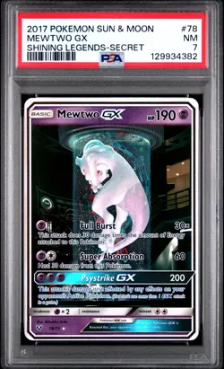 2017 POKEMON SUN & MOON SHINING LEGENDS SECRET #78 MEWTWO GX PSA 7 - Image 1