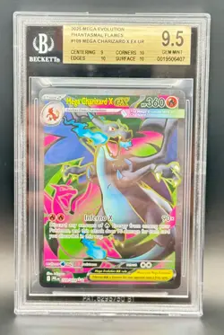2025 POKEMON PFL EN-PHANTASMAL FLAMES ULTRA RARE #109 MEGA CHARIZARD X EX BGS9.5 - Image 1