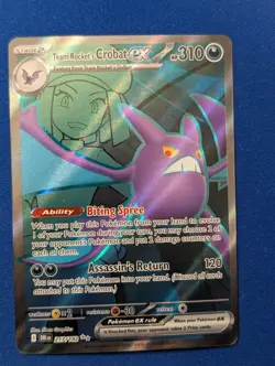 Pokemon TCG Destined Rivals Team Rocket's CROBAT EX Ultra Rare Holo 217/182 - Image 1