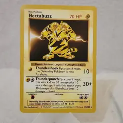Pokemon Electabuzz Base Set Shadowless 20/102 Rare 70 HP Regular English - Image 1