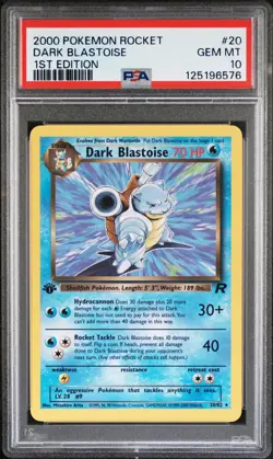 2000 POKEMON ROCKET 1ST ED #20 DARK BLASTOISE PSA 10 - Image 1