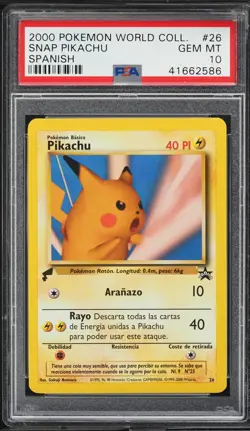 2000 Pokemon *SNAP PIKACHU* Spanish Black Star Promo #26 PSA 10 - Image 1