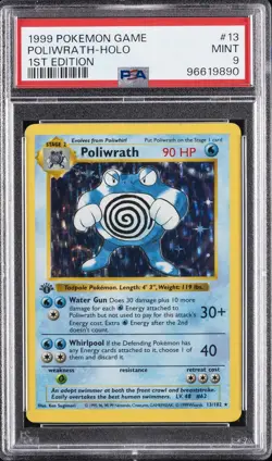 1999 POKEMON GAME 1ST ED #13 POLIWRATH-HOLO PSA 9 - Image 1