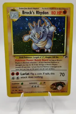 Pokemon Vintage EN Brock's Rhydon Gym Heroes Holo Rare #002/132 MP-HP (see descr - Image 1