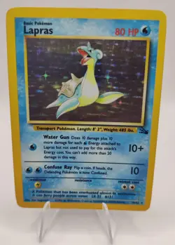 Pokemon EN Fossil Set Lapras Holo Rare 010/062 LP - Image 1