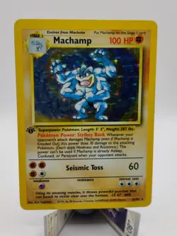 Pokemon Vintage EN Machamp 1st Edition Base Set Holo Rare #008/102 LP - Image 1
