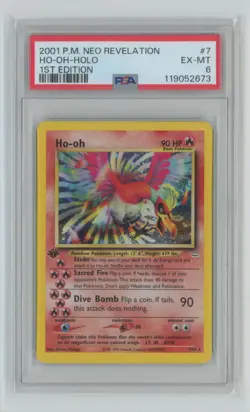 2001 Pokemon Neo Revelation 1st Edition PSA 6 Ho-Oh Holo #7 PSA 7 - Image 1