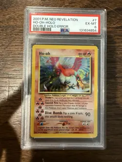 2001 Pokemon Neo Revelation Double Holo Error #7 HO-OH-HOLO PSA 6 - Image 3