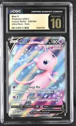 2021 Pokemon Fusion Strike Mew V Ultra Rare Holo 250 Pristine CGC 10 - Image 1