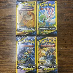 Pokemon Unbroken Bonds 3 Card Booster Packs Factory Sealed Artset (4 packs) - Image 1