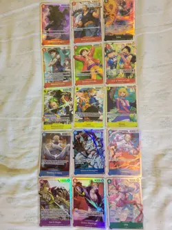 Lot of (15) One Piece TCG Super Rare (SR) Holo Foil Cards - Image 1