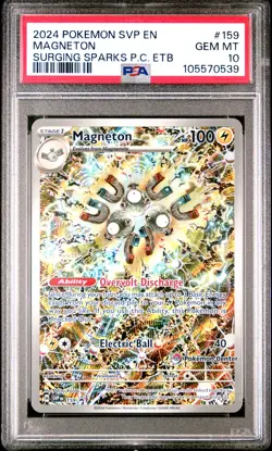 2024 POKEMON SURGING SPARKS POKEMON CENTER ETB PROMO SVP EN #159 MAGNETON PSA 10 - Image 1
