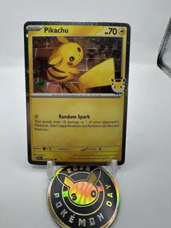 SWIRL Pikachu 51/162 Stamped 2026 Pokemon Day 30th Anniversary Promo TCG W/ Coin - Image 2