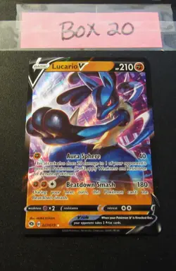Lucario V- 027/073- Pokemon TCG Champion's Path Ultra Rare Holo-NM - Image 1